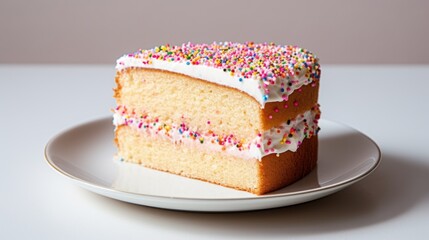 Obraz na płótnie Canvas a slice of cake with sprinkles on top