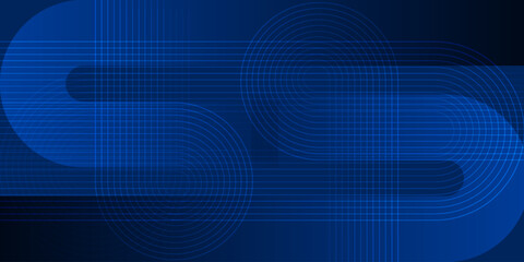 Abstract line movement blue background.Line art moving on various ways on gradient color.Vector illustrations.