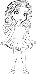 Cute Girl Cartoon Character Doodle for Coloring Pages