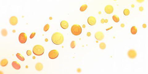 Floating golden coins. 