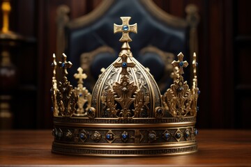 Fototapeta na wymiar a gold crown with blue stones