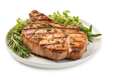 Pork chops on white background