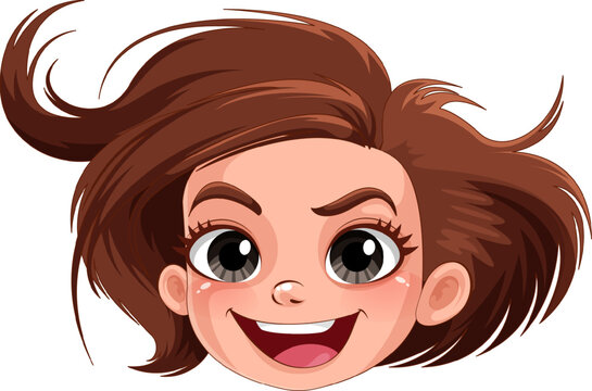 Smiley girl cartoon face