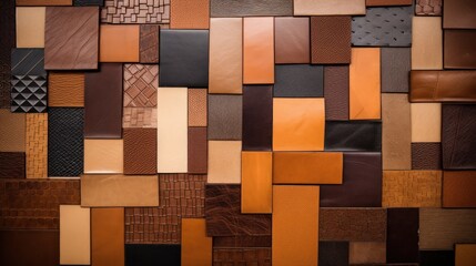 a group of brown leather samples
