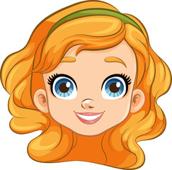 Smiling Cartoon Girl Face Illustration