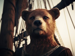 a bear in a pirate garment