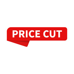 Price Cut In Red Rectangle Ribbon Shape For Promotion Business Marketing
