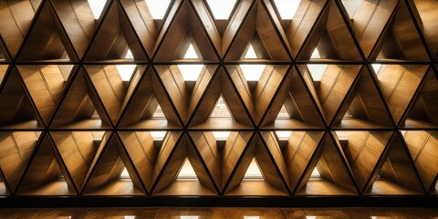 a triangular shaped wall with lights
