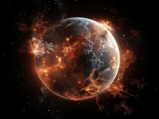 Obraz na płótnie Canvas a planet with orange and white light