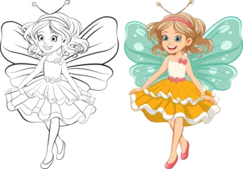 Crédence de cuisine en verre imprimé Enfants Fantasy Fairy Cartoon Character in Princess Party Outfit