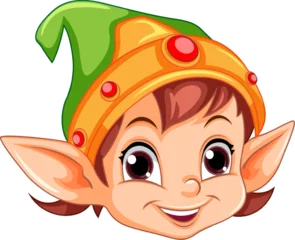 Crédence de cuisine en verre imprimé Enfants Cute Elf Head Cartoon Character
