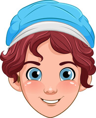Male teen cartoon wearing hat