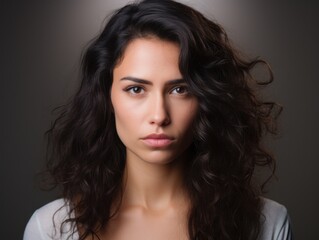 Naklejka premium a woman with long hair looking at the camera