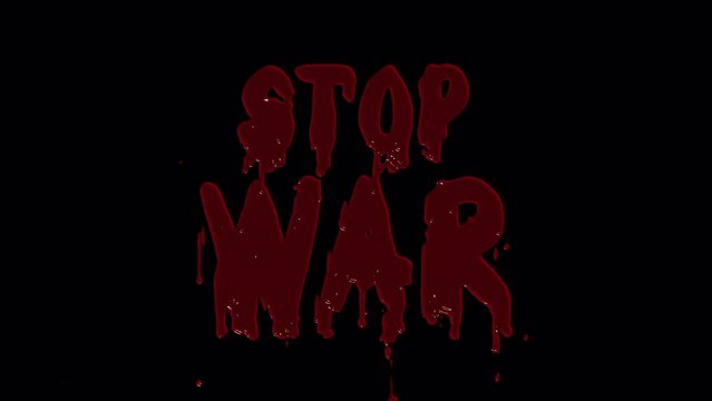 Stop War Title Written In Blood With Alpha Channel