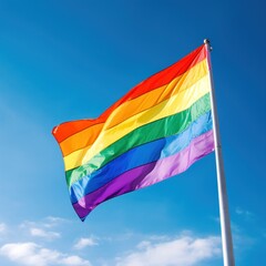 a rainbow flag on a pole