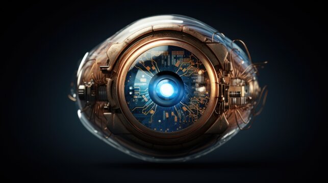a close up of a robot eye