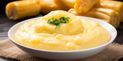 a bowl of mashed potatoes