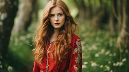 Naklejka premium a woman in a red dress