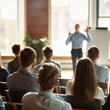 speaker making a personal conference and presentation in office or company