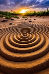 Fototapeta na wymiar a circular pattern in sand