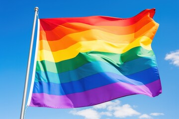 a rainbow flag on a flagpole