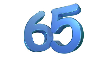 Clean blue 3d number 65