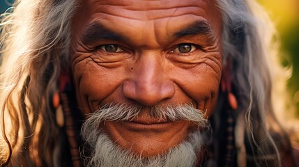 a close up of a man with a white beard - obrazy, fototapety, plakaty