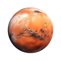 mars planet or red planet isolated on a transparent background, the furthest terrestrial planet