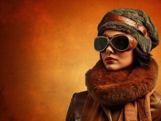 a woman wearing a fur hat and sunglasses - Powered by Adobe