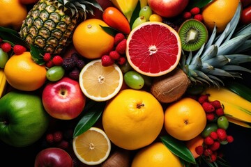 Naklejka na ściany i meble a pile of different fruits