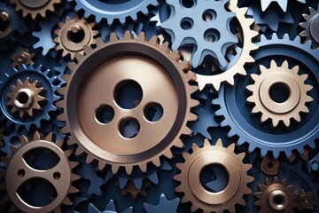 a group of gears and cogs - obrazy, fototapety, plakaty