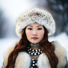 a woman in a fur hat and coat