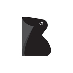 bunny black paper logo design simple.