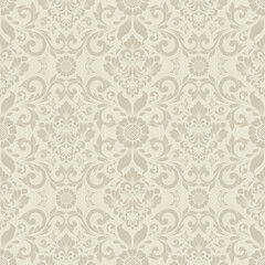Classic Damask seamless pattern with floral design, for an old-fashioned style wallpaper.