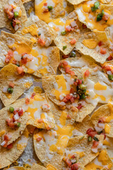 Closeup of Nachos on a Sheet Pan