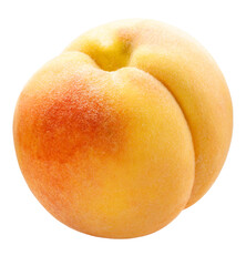 Golden Peach isolated on white background, Yellow Peach fruits on white PNG File.