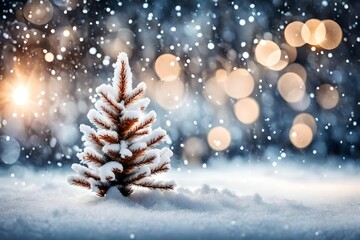 Fototapeta na wymiar christmas tree with snow, tree covered with snow
