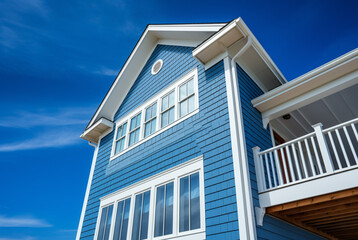 Fototapeta premium New tile house with blue siding