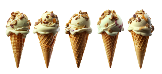 ice cream on empty background, isolated background. variety of ice cream with different shapes, texture and flavour, collection of delicious food theme