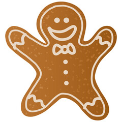 Christmas Gingerbread Man Cartoon Illustration Vector Icon