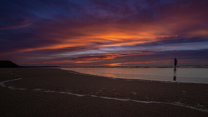 sunset over the beach in Bundoran Ireland