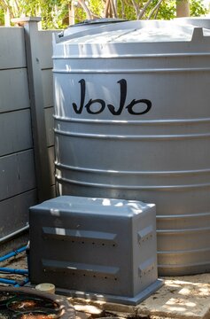 Johannesburg, South Africa - A JoJo Water Tank With Pump As A Backup For Household Water Consumption During Municipal Water Supply Interruptions