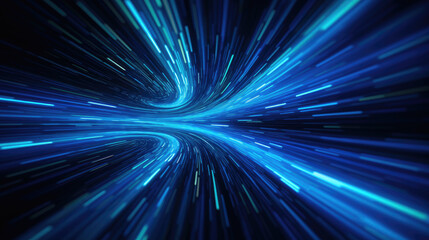 Fototapeta na wymiar abstract blue background, Futuristic blue light streak, technology background. Glowing abstract connecting lines and dots representing, fiber optic, data speed, wireless data