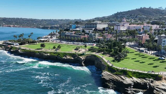 La Jolla Beach At San Diego In California United States. Coast City Landscape. Seascape Beach. La Jolla Beach At San Diego In California United States. 
