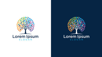 Colorful tree of life logo design