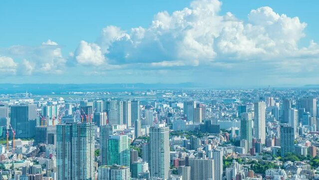 東京タイムラプス　品川・高輪ゲートウェイと羽田空港方面を望む　Aug.2023