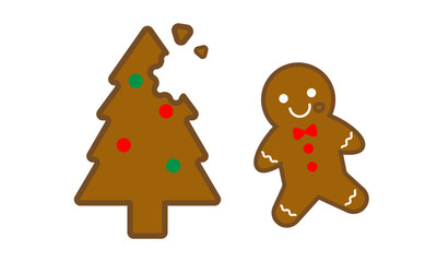 gingerbread man with christmas tree