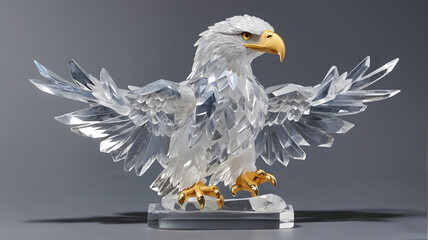 Eagle trophy on a gray background. 3d render illustration.