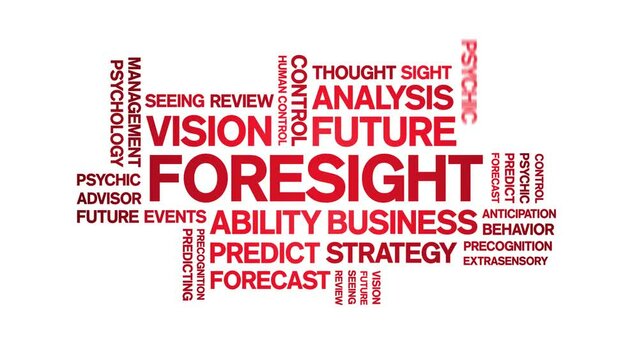 Foresight animated tag word cloud;text design animation kinetic typography seamless loop.