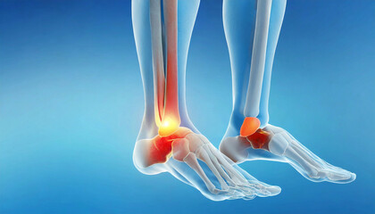 Obraz na płótnie Canvas 3D Visualization Illustration of the Anatomy of the Human Ankle, Human Ankle Anatomy Functions of the Human Ankle, Generative AI